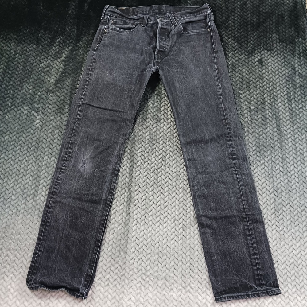 Levi's 501 Jeans Men's 30x30 Black Cotton Denim Straight Button-Fly Stretch